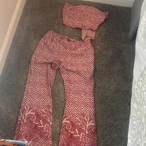 Women's Red Patterned Pants